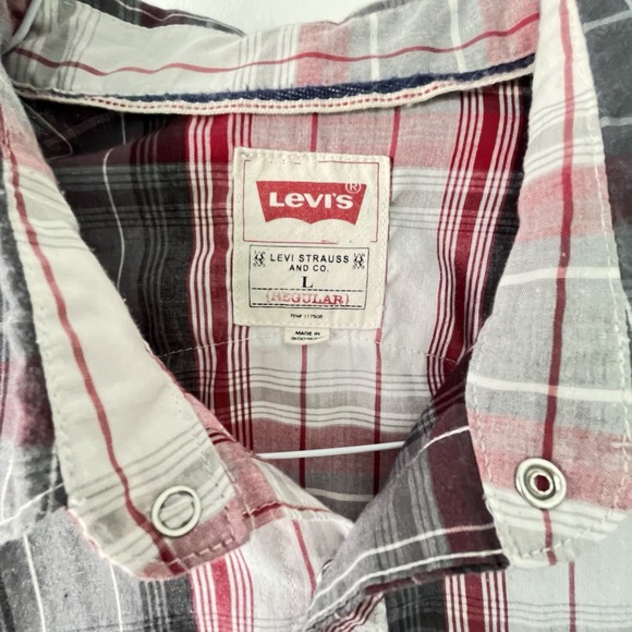 Levi's Pearl Snap Shirt Cowboy Western Long Sleeve Plaid Men's Size Large - Picture 3 of 10